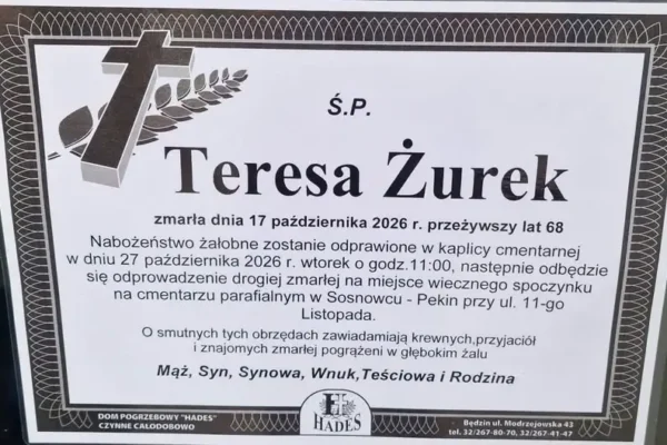 Zmarła Teresa Żurek, wieloletnia nauczycielka ZSO nr 5 w Sosnowcu