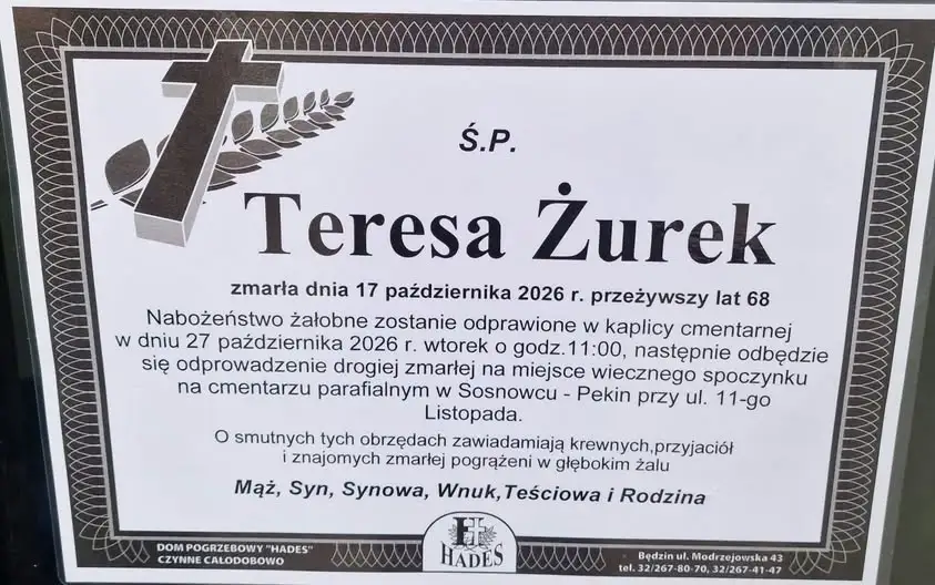 Zmarła Teresa Żurek, wieloletnia nauczycielka ZSO nr 5 w Sosnowcu