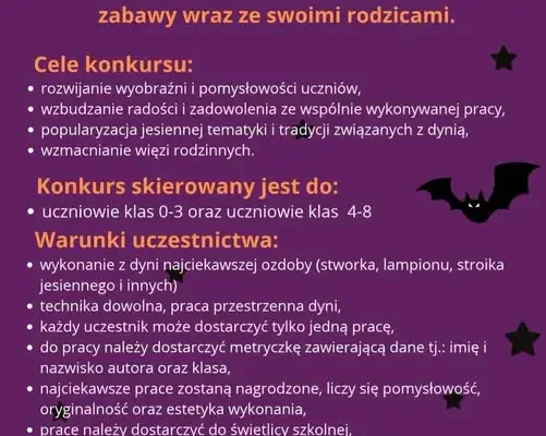 Konkurs dyniowy w SP 15 w Sosnowcu – zaproszenie dla uczniów i rodziców